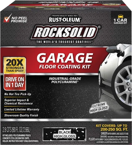 Vista 15 de Rust-Oleum 317286 RockSolid - Revestimiento de suelo de policuramina para garaje, kit para 1 automóvil, gris oscuro brillante