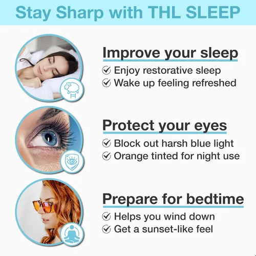 Vista 6 de Orange Blue Light Blocking Glasses for Better Sleep - 99.5% Premium Acetate Migraine Glasses for Women & Men