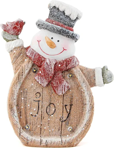 Decoración navideña de muñeco de nieve para interiores Figura de muñeco de nieve con luces LED para decoraciones de vacaciones de invierno,
