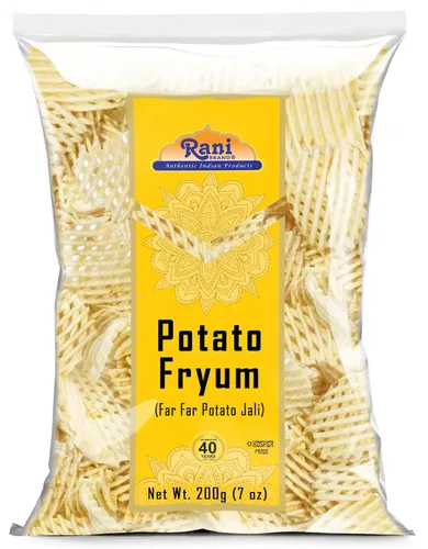 Vista 12 de Rani Far Far / Fryums (pellet de trigo y tapioca) Forma ABCD 7 oz (200 g) ~ Vegano, Kosher, sin cocinar, utilizado para hacer papad, bhungra