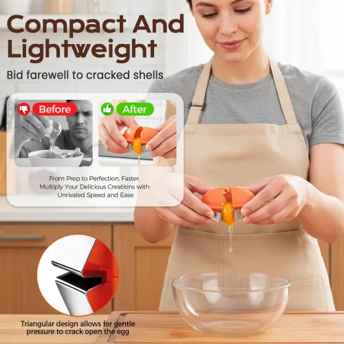 Vista 3 de Abridor de cáscaras de huevos, herramienta de acero inoxidable para galletas saladas, abridor multifuncional para huevos crudos y duros, accesorio