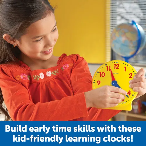 Vista 2 de Learning Resources Kit de reloj para el aula, imprescindible para preescolar, actividad de enseñanza, sobre tarjetas de tiempo flash, juguetes