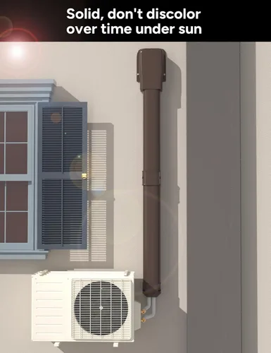 Vista 8 de 3'' Entry Wall Cover Line Set Cover Kit for Ductless Air Conditioners and Heat Pumps, PP Decorative Upgraded UV-Proof Strong& Durability, Brown