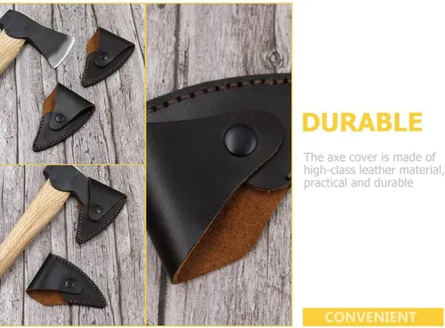 Vista 2 de Yardwe Axe Funda protectora de cuero para hacha portátil de cuero profundo para acampar al aire libre barbacoa y recinto de caza y suave