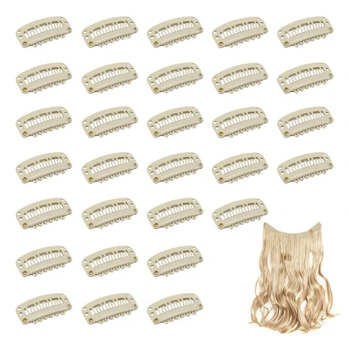 Vista 14 de Dreamlover - Clips para extensiones de cabello, clips para peluca con 9 dientes, 30 piezas