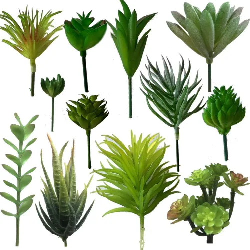 Vista 8 de Kitchen Board Maniacs Mini plantas suculentas artificiales (12 piezas) – Suculentas falsas sin maceta para decoración – Decoración de plantas