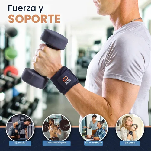 Vista 3 de Copper Compression Muñequeras (paquete de 2) – Soporte de muñeca ajustable con infusión de cobre para levantamiento de pesas, entrenamientos