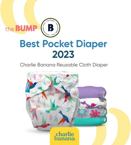 Vista 6 de Charlie Banana Pañales de tela, reutilizables, lavables, ajustables, talla única, para bebés y niños pequeños, con insertos absorbentes