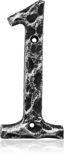 Vista 8 de Números de casa de 5.5 pulgadas, número único de dirección de metal de hierro fundido para puerta exterior o delantera, acabado plateado antiguo