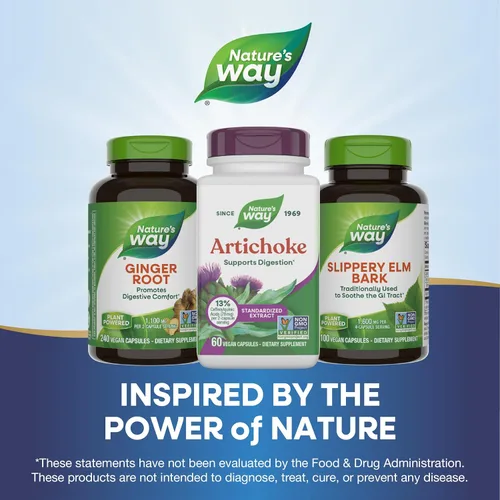 Vista 7 de Nature's Way Alcachofa, apoyo a la digestión*, proyecto verificado sin OMG, vegano, sin gluten, 60 cápsulas (el embalaje puede variar)