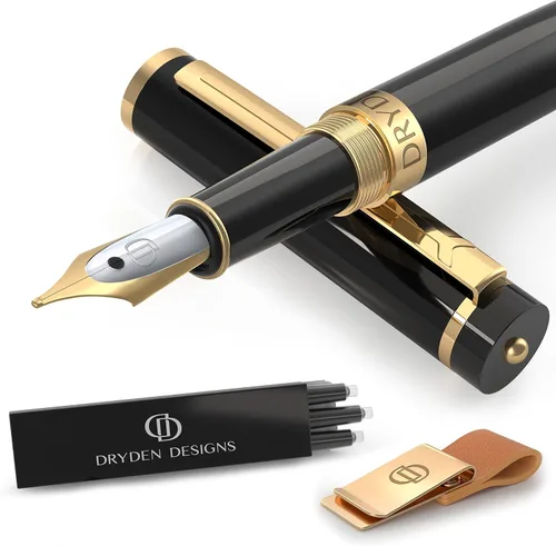 Pluma estilográfica Dryden Luxury, clásica y moderna, de colección ejecutiva y vintage, idea de regalo de negocios y para la caligrafía, Negro