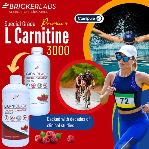 Vista 2 de Bricker Labs CARNIBLAST L-carnitina líquida 3000 mg, Carnitina L Premium Carnipure, nutrición energética, suplemento energético y refuerzo