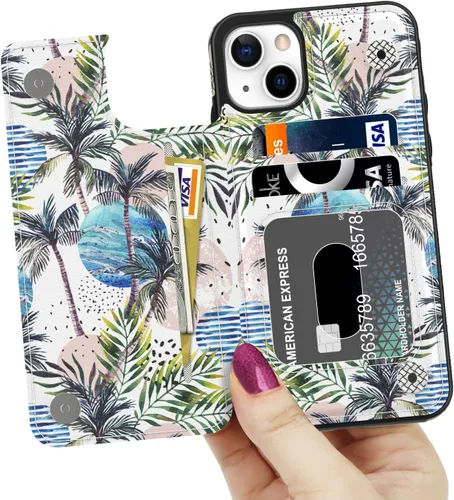 Vista 243 de LETO para iPhone 15 Pro Funda tipo cartera - Tapa tipo folio con patada - Diseños de moda - Tarjetero - Funda protectora para mujeres y niñas - 6.1