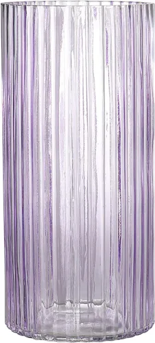 Vista 10 de Jarrón de vidrio ámbar, florero de cristal, jarrón de vidrio acanalado, moderno jarrón para flores, jarrón alto de vidrio para sala de estar, mesa