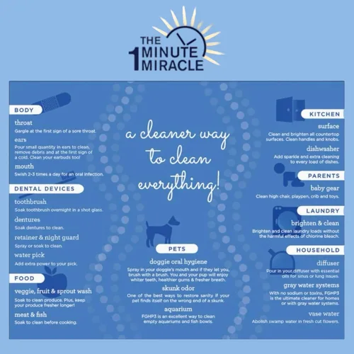 Vista 3 de Peróxido de hidrógeno al 3% de grado médico y alimenticio H2O2 - Botella de 12 onzas con gotero de 1 onza - Recomendado por el libro The One Minute