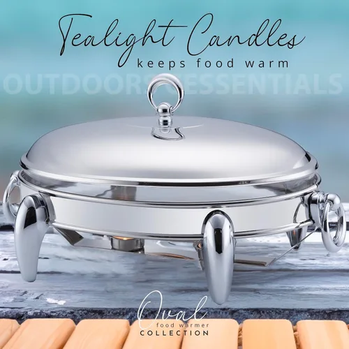 Vista 6 de 3 QT Calentador de Alimentos Plato de Chafing Set Buffet Bandeja de servir de vidrio Chafer