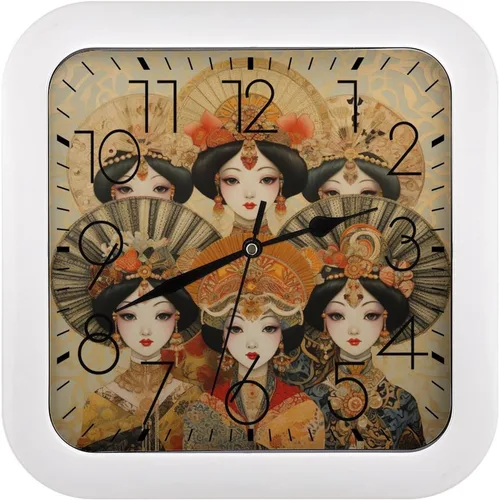 Vista 11 de 10" Square Modern Wall Clock,Animal Depiction Style Print Kitchen Clocks Wall Battery Operated,Silent Non Ticking Unique Funny Cute Wall Clock for