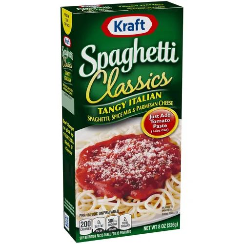 Vista 5 de Kraft Spaghetti Classics - Mezcla de comida de espaguetis italianos picantes, especias y queso parmesano, caja de 8 onzas