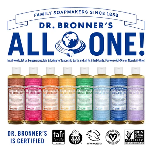 Vista 6 de Dr. Bronner's - Jabón líquido puro de Castilla (rosa, 16 onzas) - Hecho con aceites orgánicos, usos 18 en 1: cara, cuerpo, cabello, lavandería