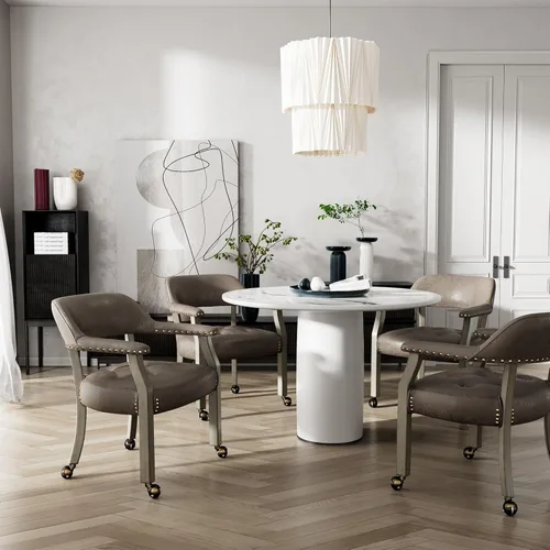 Vista 35 de Silla de comedor con ruedas, sillas de capitán con rodillos, juegos de dinette, sillas de póquer con ruedas, mesa de cocina, sillas rodantes, silla