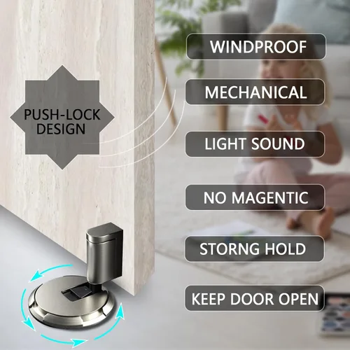 Vista 3 de HOOFUS Tope de Puerta de Piso Mecánico sin Imán, Soporte de Puerta Ajustable, para Espacios de Puerta de hasta 0.75 Pulgadas de Altura, Sin Clavos