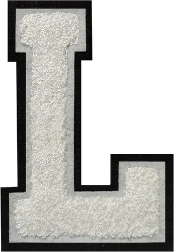 Vista 25 de 2 parches de letras de felpilla termo-adhesivas de 2.5", parches de letras universitarias de punto de felpilla para ropa (negro/blanco 2-1/2, S)
