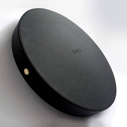 Vista 3 de Bandeja redonda decorativa para servir – Bandeja negra y dorada Bandejas decorativas para mesa de café Bandeja de servir para otomana Bandeja