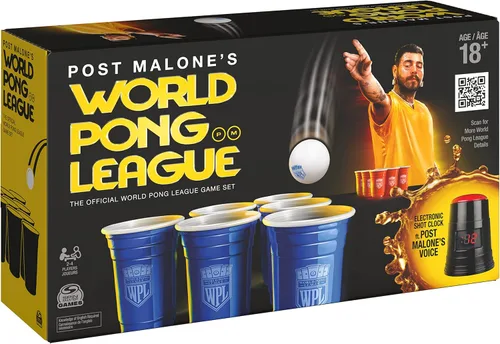 Vista 8 de Post Malone World Pong League Juego de beber cerveza para despedida de soltero juegos al aire libre con vasos de plástico y bolas de ping pong
