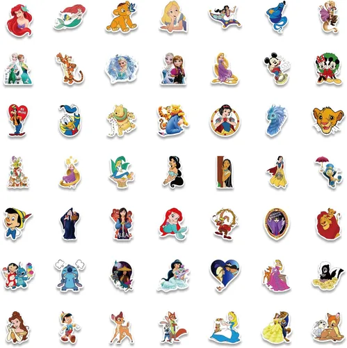 Vista 7 de Calcomanías para botella de agua para niños, 100 unidades de personajes de dibujos animados, calcomanías impermeables de vinilo Dovipta para laptop