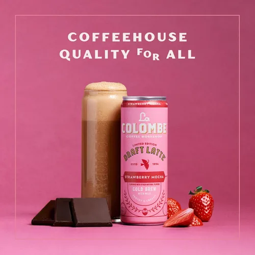Vista 4 de La Colombe Café, café con leche de fresa y moca, latas de 9 onzas líquidas, paquete de 4