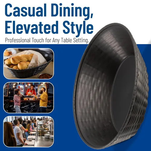 Vista 6 de Carlisle FoodService Products WeaveWear - Cesta ovalada de plástico, 9 pulgadas, color negro, (paquete de 12)