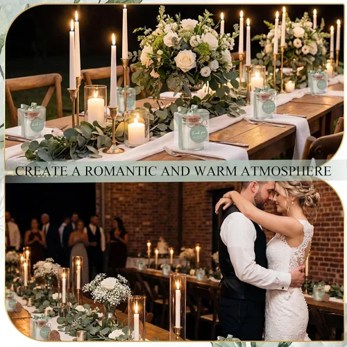 Vista 5 de MTLEE Juego de 20 velas de boda para invitados, color verde salvia, velas de agradecimiento, tarros de vidrio a granel, cera de soja perfumada