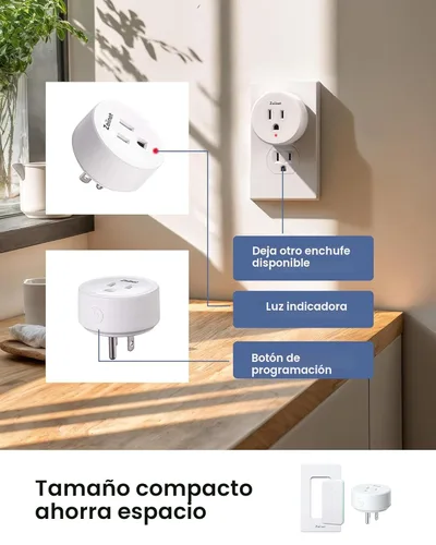 Vista 4 de Zoiinet - Enchufe de toma de corriente con control remoto, diseño de hebilla y interruptor de luz inalámbrico extraíble, sin necesidad de cableado