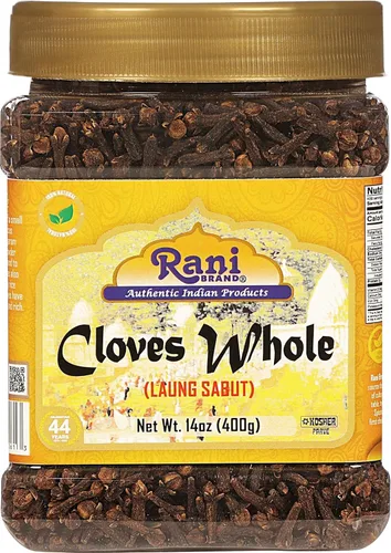 Vista 8 de Rani Clavos enteros (lecho) 2 oz (56 g) Ideal para alimentos, té, bolas de pomandro y popurrí, seleccionados a mano, especias, tarro de PET ~