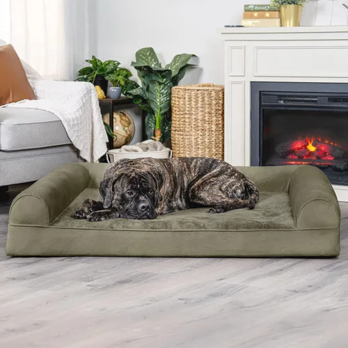 Vista 80 de Furhaven - Cama ortopédica para perros, estilo sofá, acolchada, con funda extraíble y lavable, color gris hierro, tamaño jumbo plus (XXL)