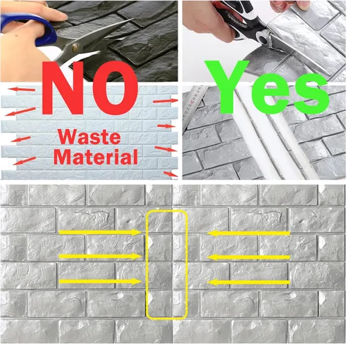 Vista 3 de Paneles autoadhesivos 3D impermeables para pared, con ladrillos negros, se pueden pintar, papel tapiz con ladrillos falsos de espuma, paneles