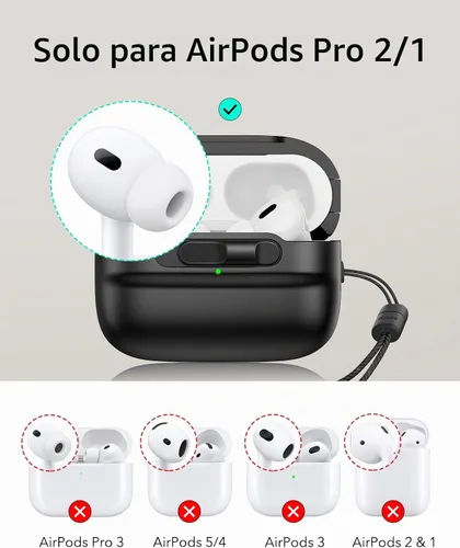Vista 2 de ESR Funda para AirPods Pro (2023/2022/2019, 2ª/1ª generación), compatible con Airpods Pro 2 (cable USB-C/Lightning), listo para MagSafe, bloqueo