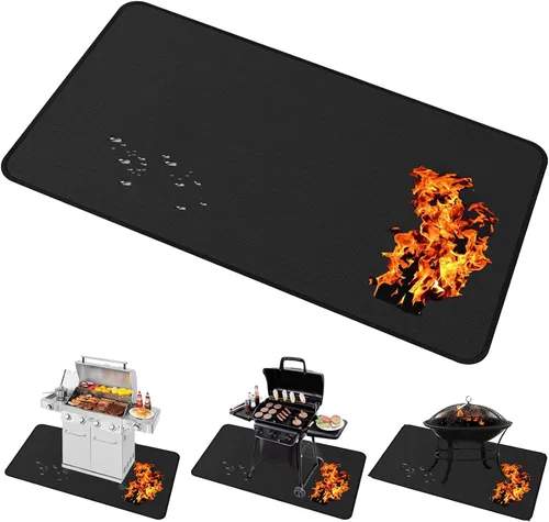 Alfombrillas grandes de 65 x 40 pulgadas para parrilla al aire libre – Tapetes ignífugos de doble cara para debajo de la chimenea – Alfombra