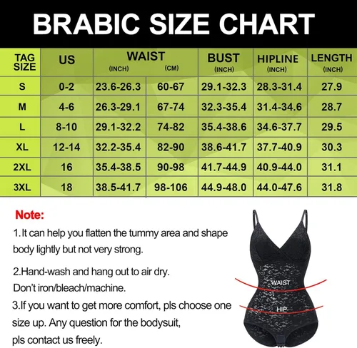 Vista 6 de BRABIC Body de encaje para mujer con control de abdomen y faja moldeadora, sin mangas, con cuello en V y sin espalda enterizo moldeador