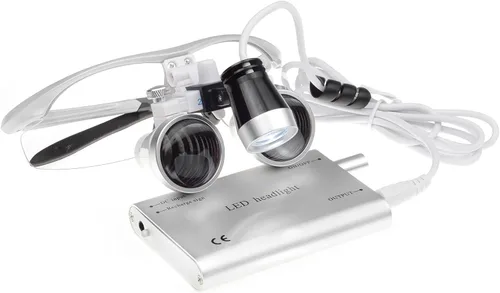 Vista 7 de Lupas binoculares quirúrgicas dentales de 0.098 x 16.535 in + lámpara de cabeza LED de 3 W + caja de aluminio (plateado) SuperElight
