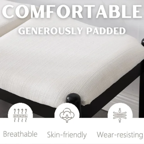 Vista 3 de RIVOVA Banco otomano moderno de 54.25 pulgadas, tapizado de lino, banco de dormitorio, banco bohemio largo, banco de asiento largo, taburete