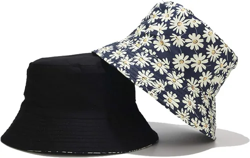 Vista 2 de Mashiaoyi Sombrero de pescador reversible de doble cara con estampado unisex