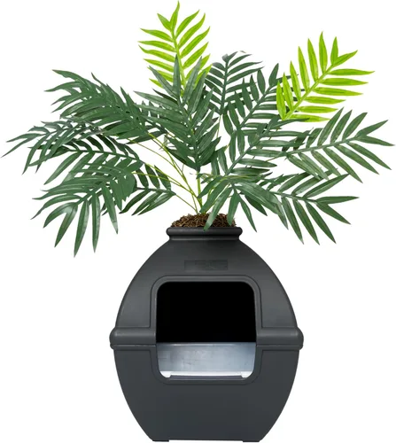 Vista 40 de Good Pet Stuff Caja de Arena Oculta para Gatos con Planta Artificial, Maceta Decorativa Cuadrada de Patio, Control de Olores con Filtro de Carbón