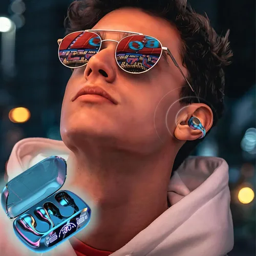 Vista 3 de Auriculares inalámbricos Bluetooth para entrenamiento, auriculares inalámbricos con clip para la oreja, auriculares de conducción de esqueleto