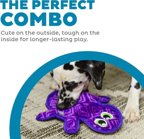 Vista 2 de Outward Hound Durablez Gecko Mediano sin Relleno - Juguete de Peluche con Sonido para Cachorros y Perros - Interactivo, Suave pero Resistente, Sin