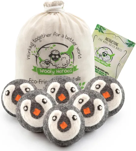 Bolas secadoras de lana, orgánicas, ecológicas, paquete de 6 unidades, XL, suavizante de telas reutilizables, con libro electrónico natural gratuito de Jon's Factories