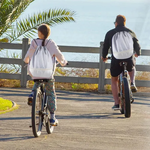 Vista 5 de Bolsa mochila con cordón, mochila impermeable con cordón y bolsillo con cremallera, bolsas de gimnasio con cordón, bolsa de natación para hombres