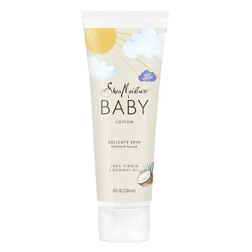 SheaMoisture Baby Lotion 100% aceite de coco virgen para piel de bebé, loción para bebé, crema hidratante para piel transparente, 8 onzas