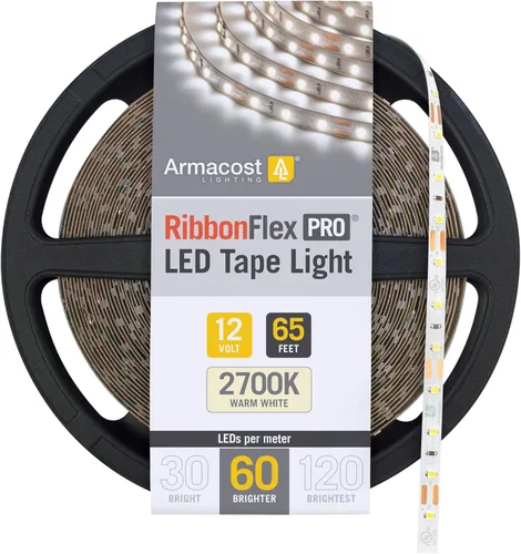 Vista 29 de Armacost Lighting RibbonFlex Pro 133230 - Tira de luces LED blancas de 12 V, 120 LED/m, 2700K, 16.4 pies