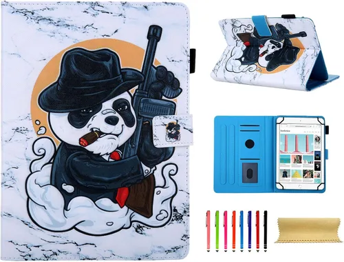 Vista 42 de Funda universal para tablet de 7 pulgadas, piel sintética [ranuras para tarjetas], cubierta magnética, para Samsung Galaxy Tab E/Tab A 7.0, Fire 7